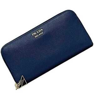 PRADA Blue Leather Saffiano Wallet